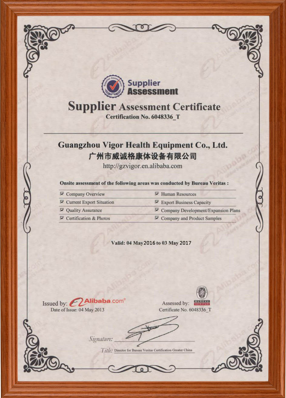 certificat d'évaluation du fournisseur